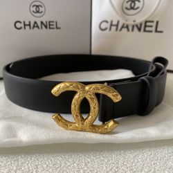  Gold Embossed Double C Logo Buckle Belt 