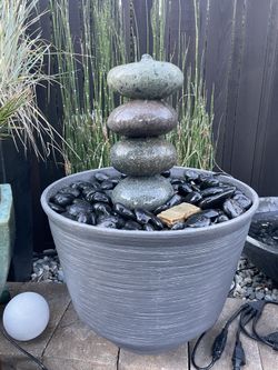 33” Custom 4 Stack Mexican Beach Pebble Cairn Water Fountain ⛲️