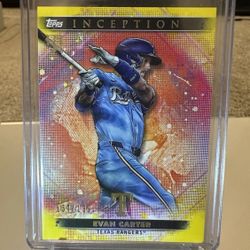 2024 Topps Inception Evan Carter RC Yellow Rookie #137/199 Rangers