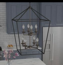Hertford 8 ligth steel Dimmable lantern Geometric Chandelier