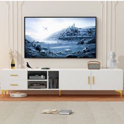 70 inch Fluted TV Stand for 75+ inch TV, Entertainment Center with Storage,TV Consoles for Up to 75 inch TV, Media Console Table TV Cabinet for Living