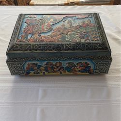 VINTAGE E. OTTO SCHMIDT LARGE COOKIE TIN BOX GERMANY NURNBERG