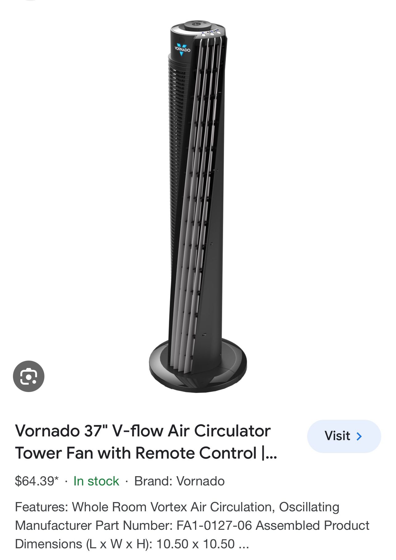 VORNADO Tower Fan w/ Remote!