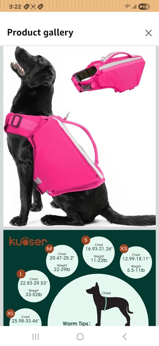 Dog Life Jacket Size Large $10