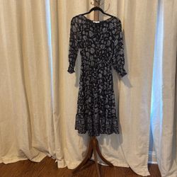 Dr 2 Black And Sky Blue Floral Pattern Dress $5