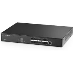 12 Port 10 Gigabit SFP Managed Switch, Support 1G & 10G SFP+ Module, 240Gbps Bandwidth, L3 Web/CLI Managed, Metal Fiber Network Switch
