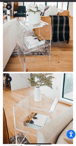Clear waterfall side table 28x14x12