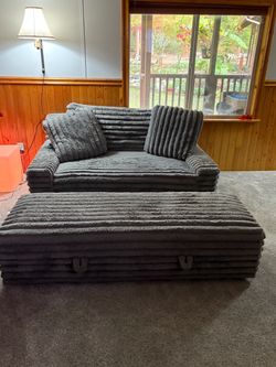 Love seat couch with storage ottoman