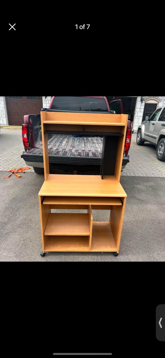 wooden rolling desk  - delivery available