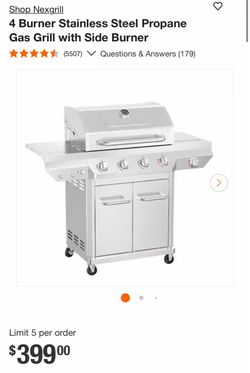 Shop Nexgrill 4 Burner Stainless Steel Propane Gas Grill with Side Burner