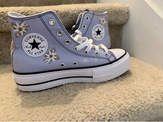 Converse Chuck Taylor All Star High Top Platform Sneaker Blue W8 embroidered