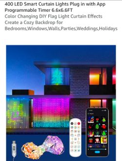 400 LED Smart Curtain Light, with app and remote.