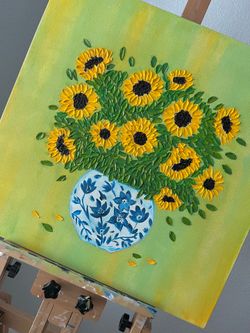 Original 3D sunflower texture painting