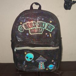 The Children's Place "Girls Run The Galaxy" Sparkle Black Backpack