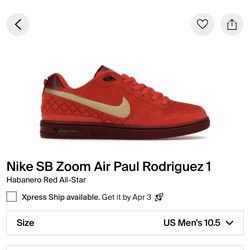 Nike SB Zoom Air Paul Rodriguez 1 “Habanero Red All-Star” Size 10.5