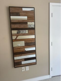 Rustic Wood and Mirror Art