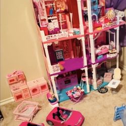 Barbie ultimate mansion house cars electronics sounds lights elevator moving clothes accessories  