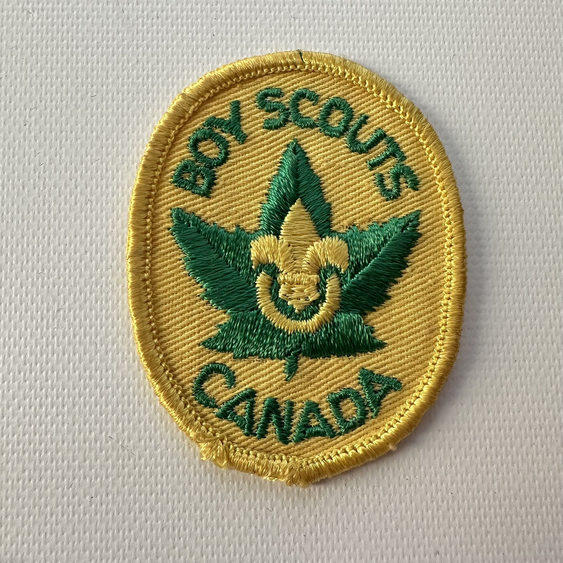 Vintage Boy Scouts Canada Patch Yellow and Green Gauze Back