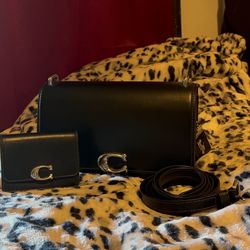 Coach black leather bandit bag