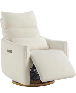 CHITA Power Swivel Glider Recliner Chair, Dual Motor Nursery Glider, Cream Nursery Rocking Chair with Adjustable Power Headrest, FSC Certified Solid W