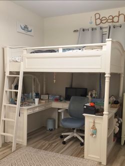 Pottery barn loft desk bed(full size bunk)