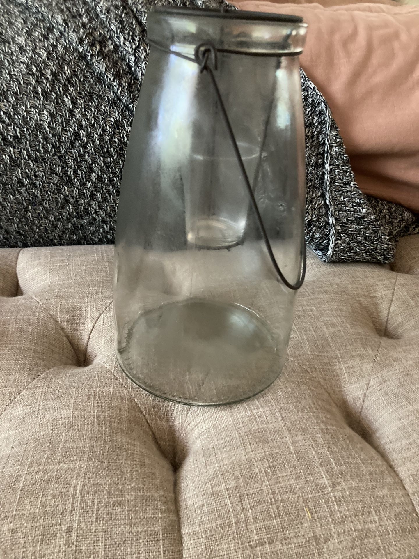 Glass Vase With Candle Holder