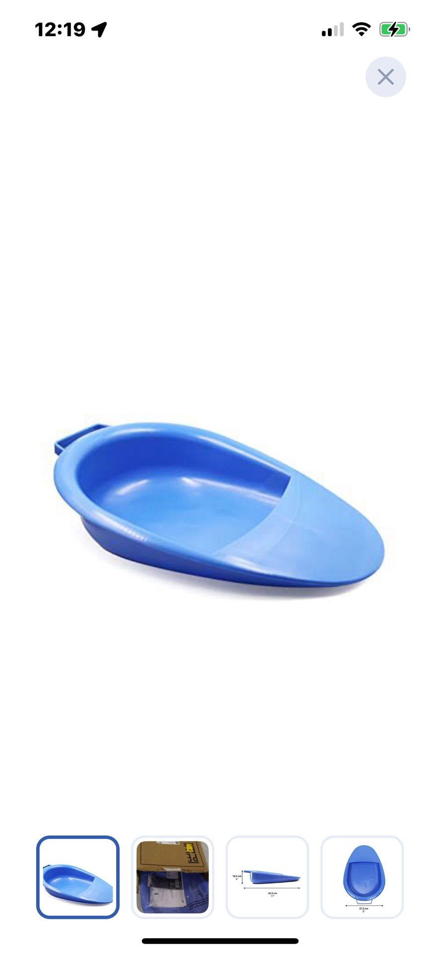 “New”Bed Pan For Females(portable W/handle)(4”T X 6”w X 17L)blue(retail$29)