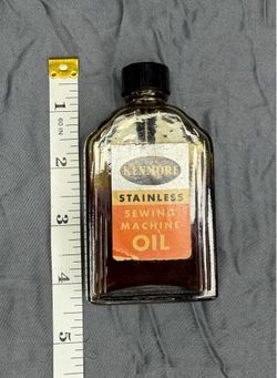 Vintage Sears Kenmore Stainless Sewing Machine Oil Glass Bottle w/ Cap