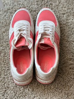 Michael Kors Coral and White Sneakers