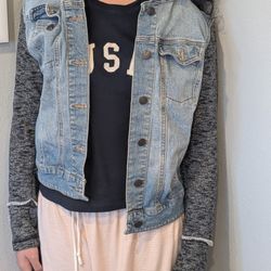 Denim Jacket With Hood Size Medium