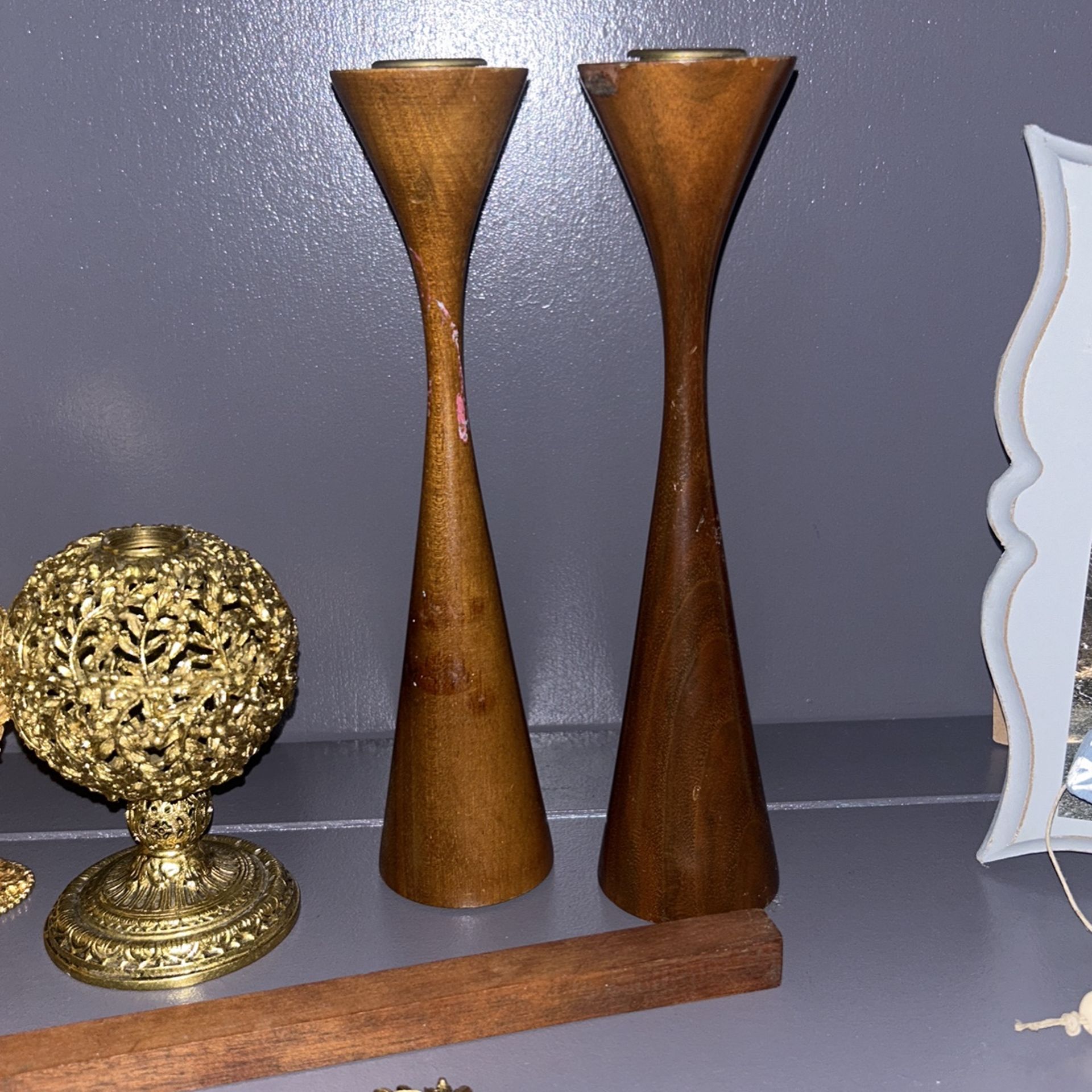 Walnut Candle Stick Holders