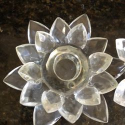 Candle Holder Glass Floral Design 