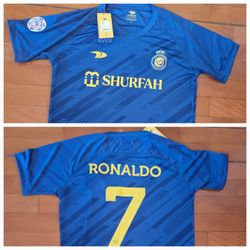 New Ronaldo Al Nassr Blue Soccer Jersey Sizes M Or L