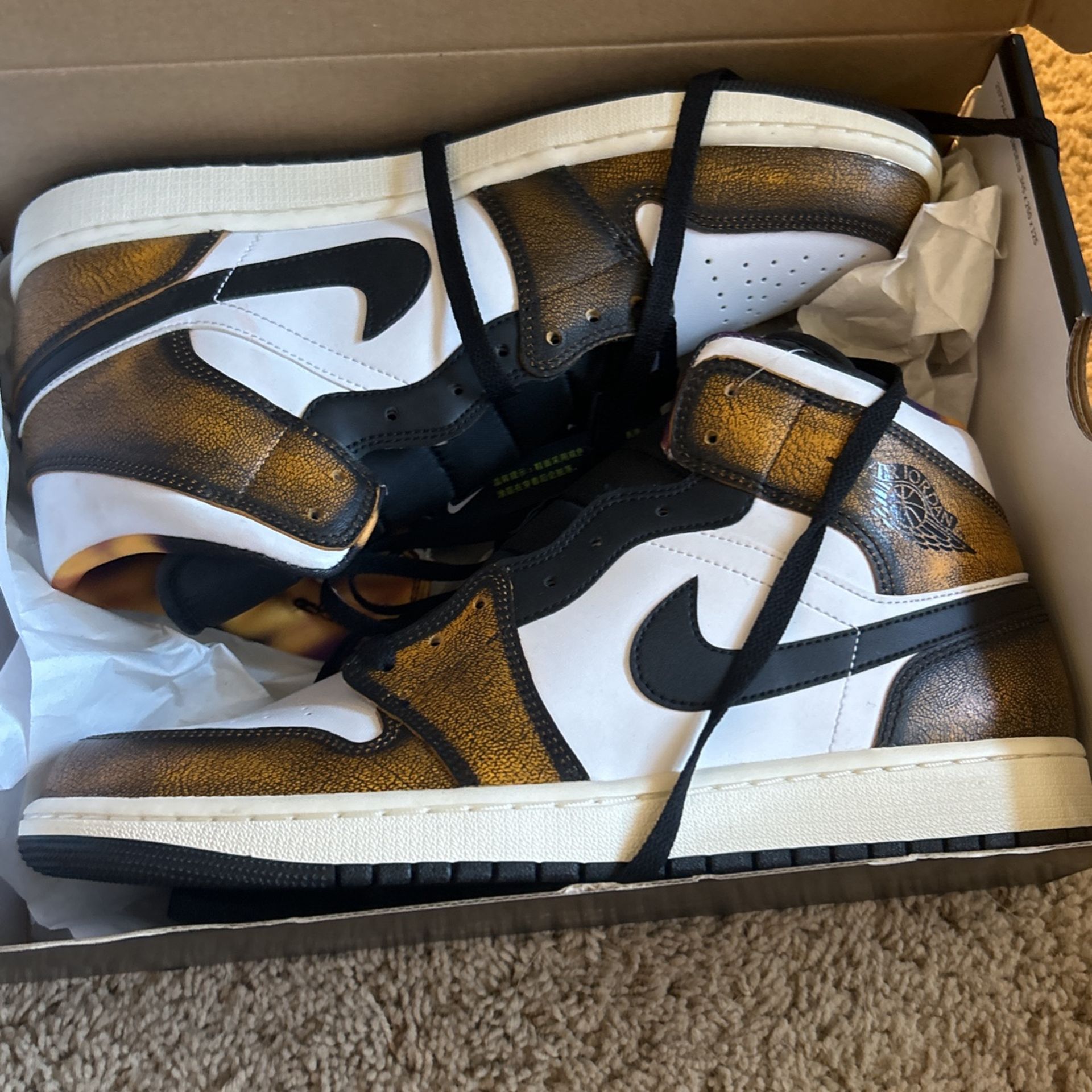 Custom Air Jordan's Nike Shoes For Men 12 Black/taxi Color