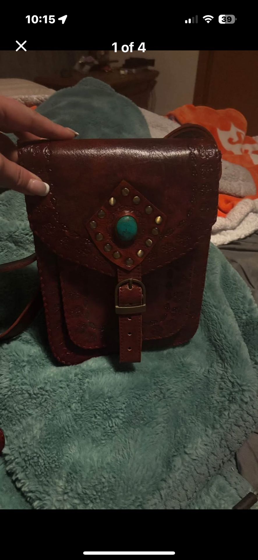 Handmade camel leather 9” x 7” new never used