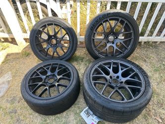 Set of 4 Matte Black Wheels with Dunlop Tires