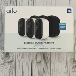 Arlo Essential Outdoor Camera 2K (2nd Generation) - Wireless Security Surveillance Camera - 3 pack