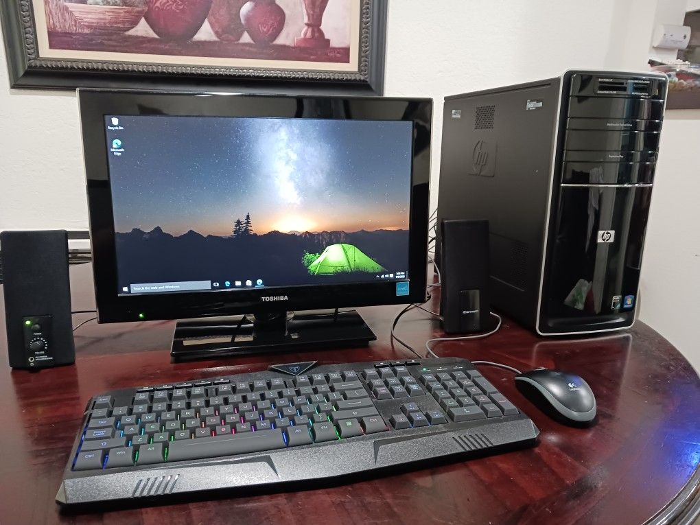 Hp Pavilion desktop Computer Windows 10. Good Working Condition. AMD Athlon (tm) ll x 4630 processor. 4 gb Ram. monitor 22 inches. speakers, keybo