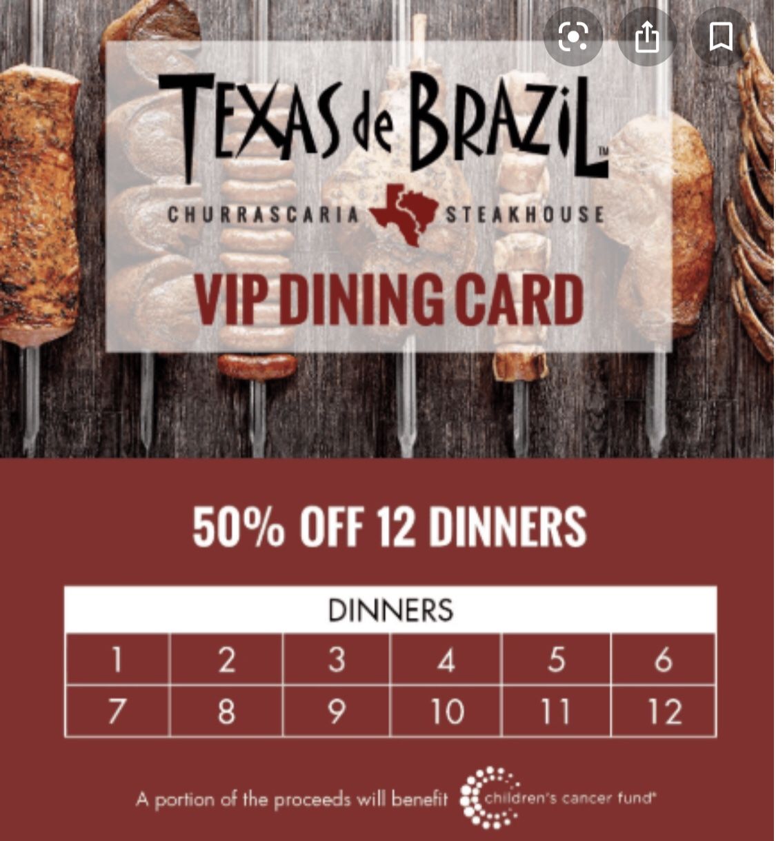 Texas de Brazil churrascaria steakhouse VIP card $300 value