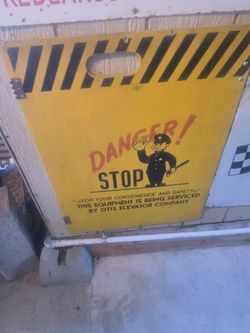 Vintage Otis Elevator Danger Stop Sign
