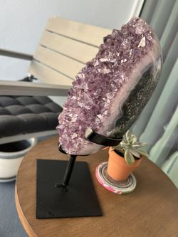 Beautiful Natural Amethyst Quartz Polished Cluster w/ Stand