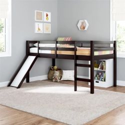 Twin Bedframe - Loft - Slide - Low Loft Bed 
