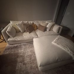 Cream Sofa + Ottoman   (Crate & Barrel Unwind Sofa)