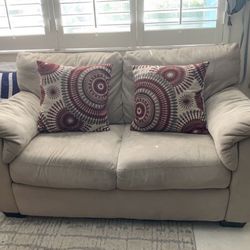 Tan beige loveseat sofa microfiber couch