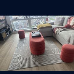 orange storage ottoman + 2 stools MUST GO TODAY