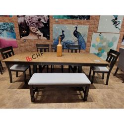 Dining Table Set With 4 Chairs And Bench Included 