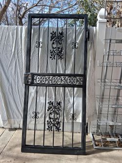 Vintage iron and glass privacy door