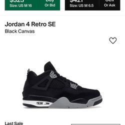 Air Jordan 4s Black Canvas