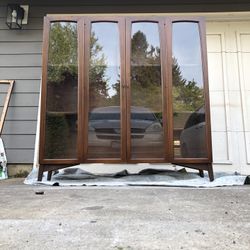 Vintage Custom Mcm Walnut Bookcase Hutch