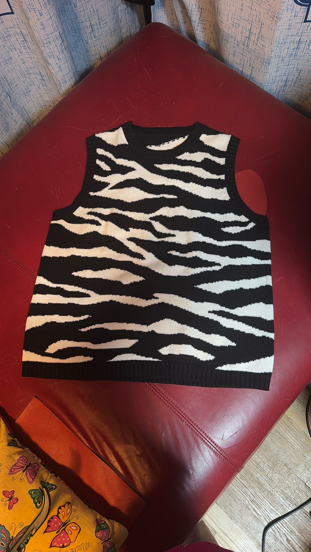 Zebra Print Sweater Material Tank